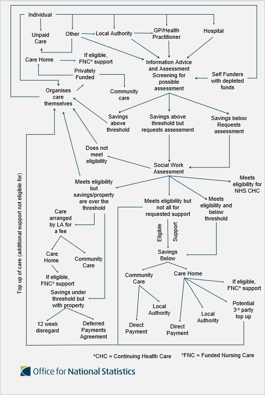 Process flow chart outlining the different pathways to care