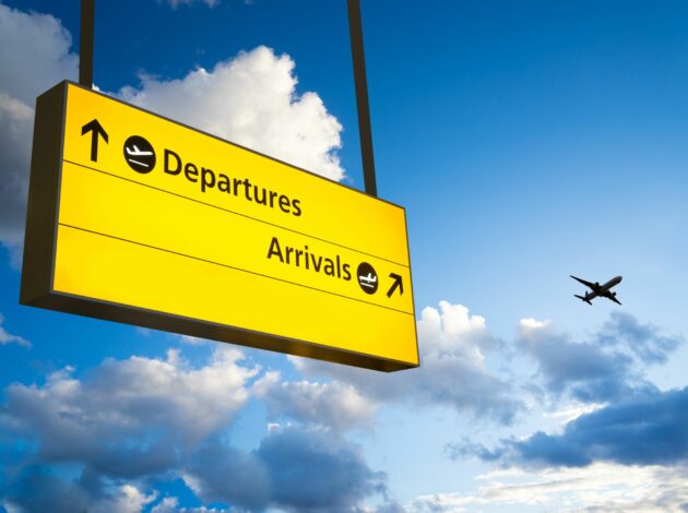 Image of departures and arrivals sign at Heathrow