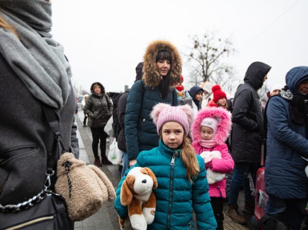 Ukrainian refugees at Lviv railway station