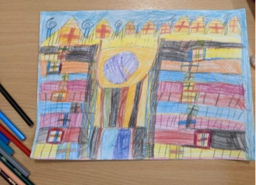 Colourful artwork drawn by a child