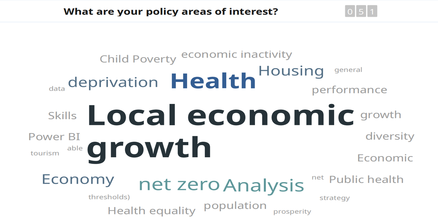 A word cloud of policy interests